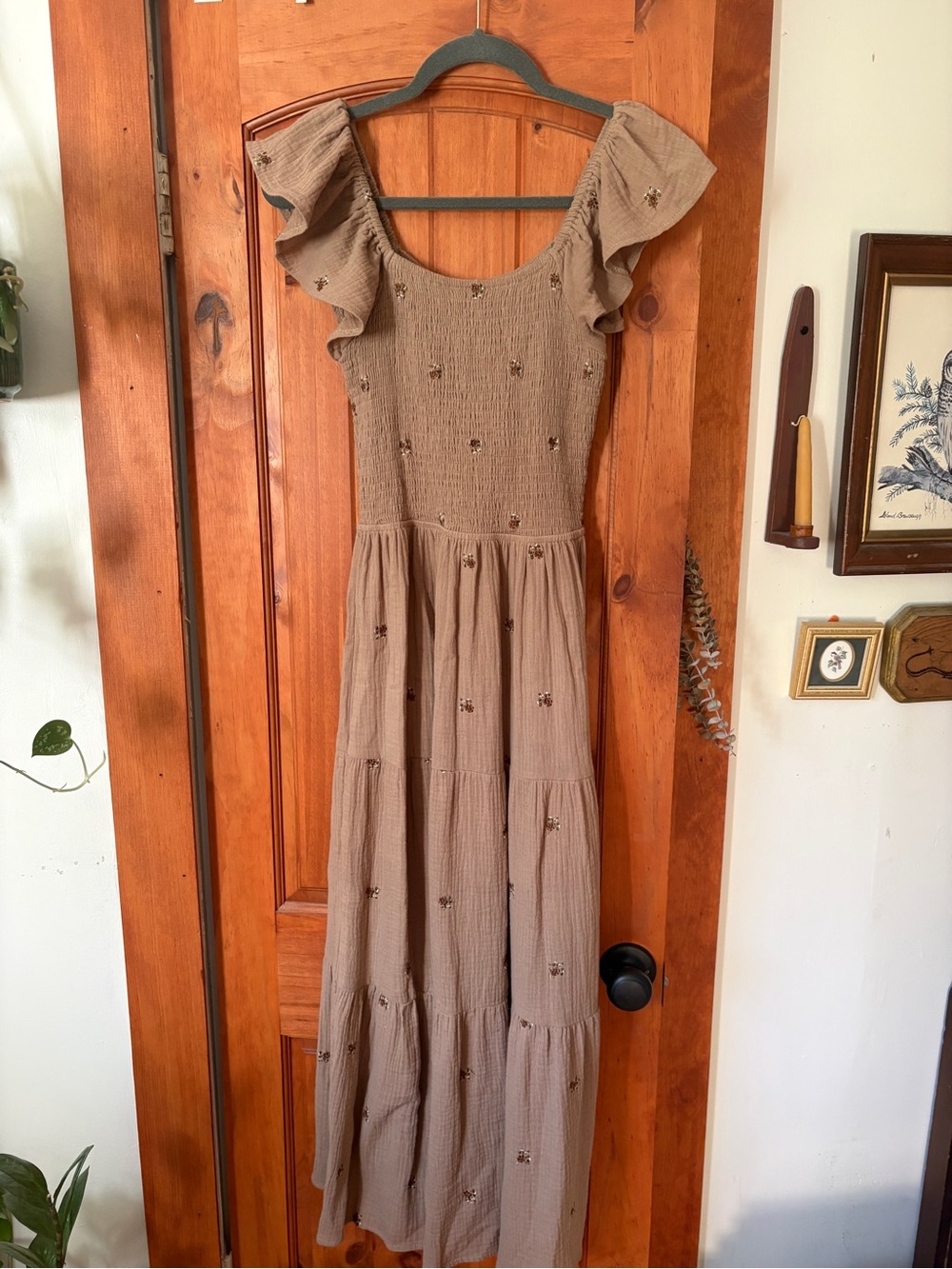 Neuflora Dress Corrine Ruffled Sleeve Maxi Dress - Taupe